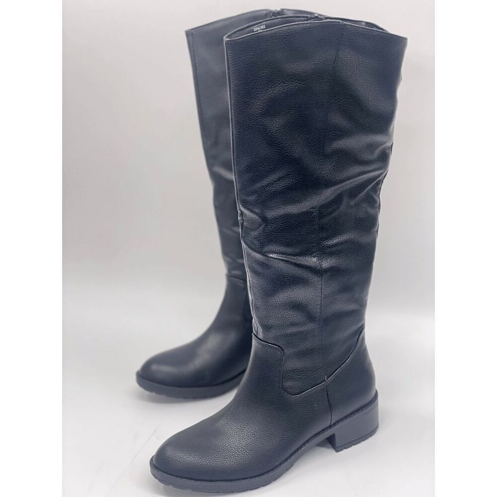 Style & Co Women's Graciee Zip Riding Boots - Black Smooth 7M - Picture 2 of 8